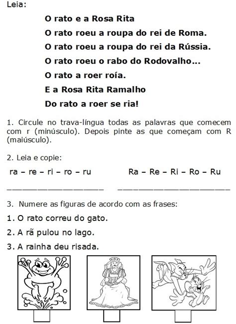 ENSINANDO E APRENDENDO A PROFª ANA ALICE ATIVIDADES A LETRA R