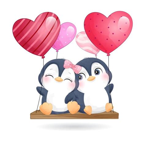 Pin En DIBUJOS DE AMOR LOVE Garabatos Lindos Pinguinos Enamorados