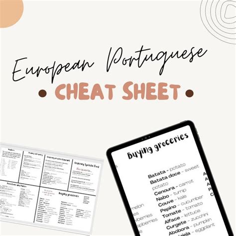 European Portuguese Cheat Sheet Etsy