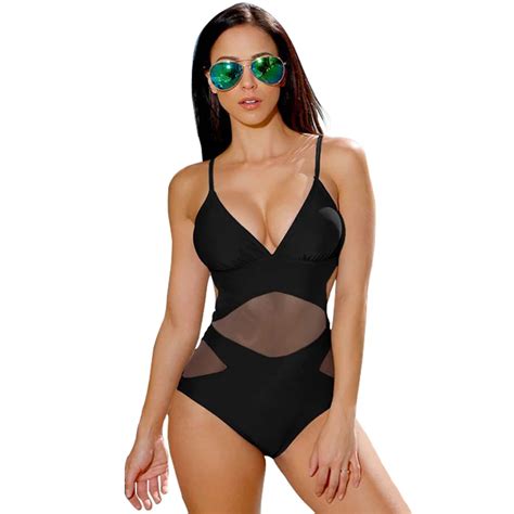 Buy Black One Piece Swimsuit Women Swimwear Trikini