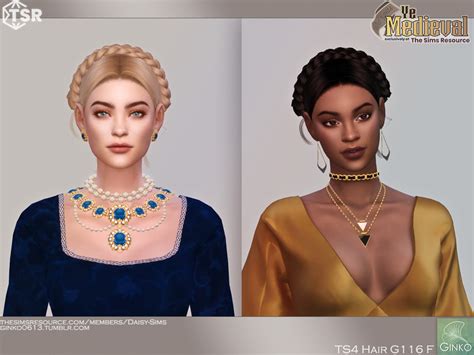 The Sims Resource Ye Medieval Braided Updo Hairstyle G116