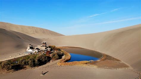 Beautiful View In Mingsha Mountain And Crescent Spring Scenic Spot In