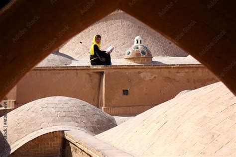 Iran Kashan City Hammam Sultan Mir Ahmad Bath House Roof Stock