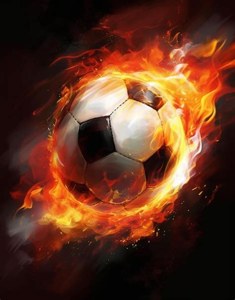 Premium Ai Image A Soccer Ball Is Burning In Flames And Is On Fire