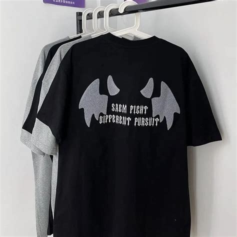 Sanrio Gothic Small Wings Flocking Embroider T-shirt Kuromi Womens