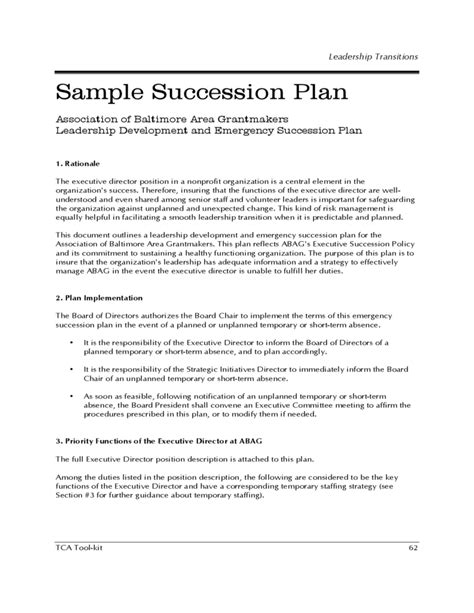 Sample Succession Plan Free Download