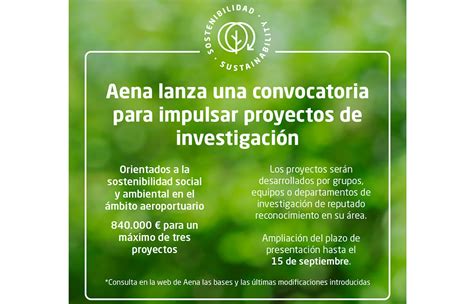 Aena Convoca Ayudas Por Valor De Euros Para Impulsar Proyectos