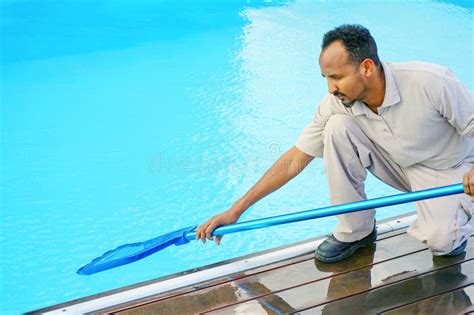 African Hotel Staff Worker Cleaning the Jacuzzi. Maintenance Stock Image - Image of leaf ...