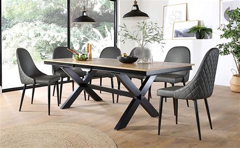 Grange Extending Dining Table 6 Ricco Chairs Natural Oak Veneer