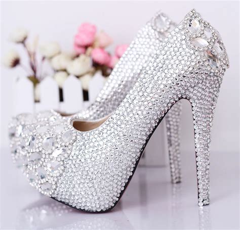 2016 Sexy 1114cm High Heels Sexy Fashion White Crystal Diamond Wedding