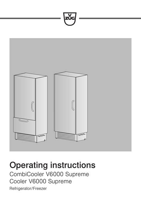 V ZUG COMBICOOLER V6000 SUPREME OPERATING INSTRUCTIONS MANUAL Pdf