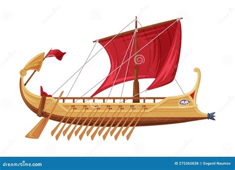 Trireme Ancient Vessel And Type Of Galley As Greece Traditional