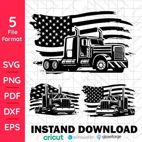 Us Semi Truck Svg File Truck Svg Semi Truck Svg Us Truck Driver