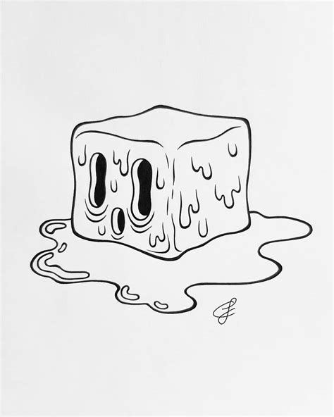 Melting Ice Cube Pencil Drawing