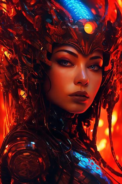 Premium Ai Image A Woman With A Mask On Her Head And A Red Background