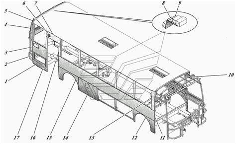 Кузов обшитый 4238-5000024, 4238-01-5000024 КАВЗ-4238 "Аврора" (Чертеж ...