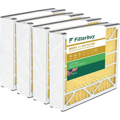 Filterbuy 16x25x3 MERV 11 Pleated HVAC AC Furnace Air Filters for Trion Air Bear 255649-101 (4 ...