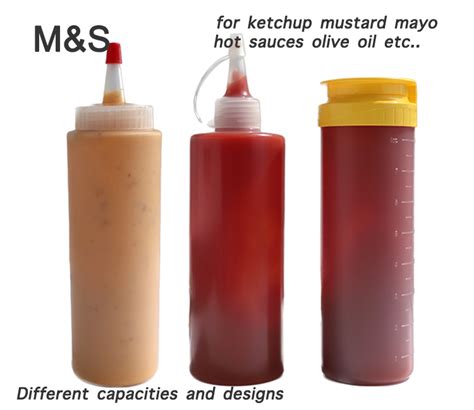 Plastic Squeeze Sauce Bottles With Twist On Cap Lids For Ketchup Mustard Mayo Hot Sauces Olive