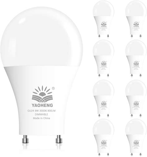 YAOHENG GU24 LED Light Bulb A19 Shape Bulbs 9W 60W Equivalent