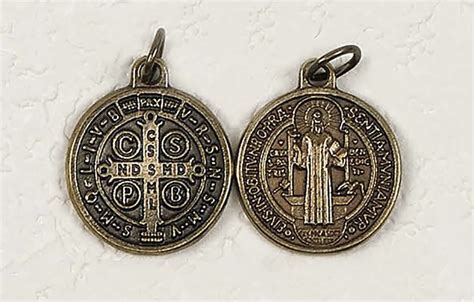 Brass Tone Saint Benedict Double Sided Medal Our Lady Of Peace Gift