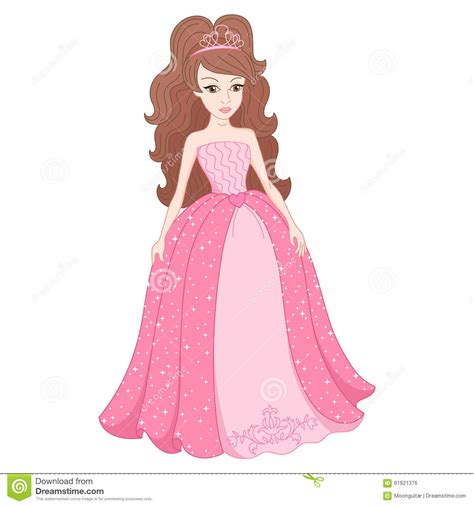 Princesa Magnífica En Vestido Rosado Apacible Con Ilustración del