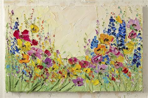 Bunte Wildblumen Original Lgem Lde Leinwand Benutzerdefinierte Wand