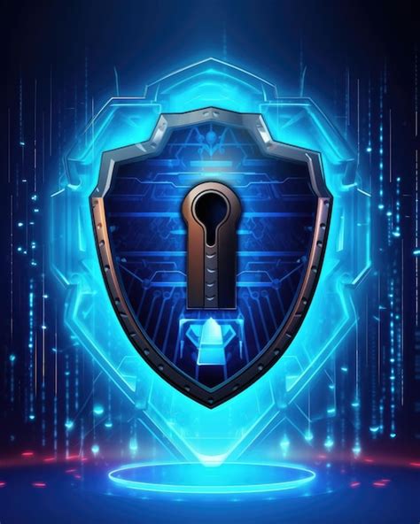 Premium Ai Image A Blue Shield With Keyhole Represents Cyber Security