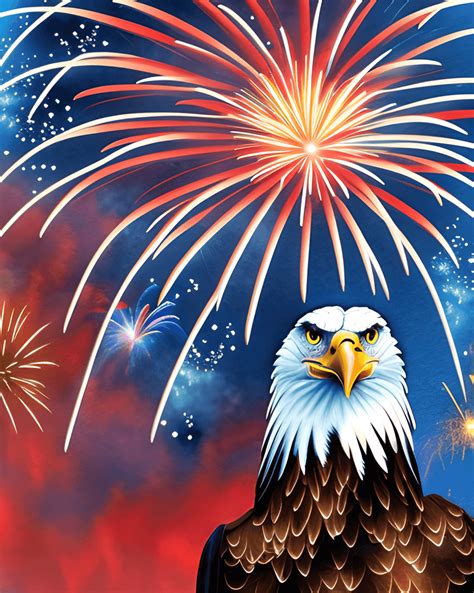 Majestic Eagle With Firework Display Creative Fabrica