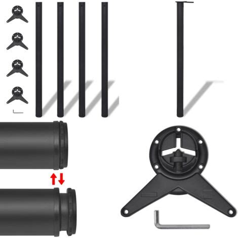 4 pieds de table réglables en hauteur Noir 1100 mm pied de table