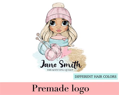 Best Knitting Crochet Premade Logo Design Small Business Logo Yarn