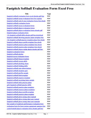 Fillable Online Fastpitch Softball Evaluation Form Excel Free