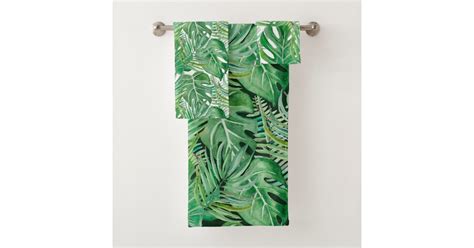 The Huge Leaves Of Palm Trees And Monstera Bath Towel Set Zazzle