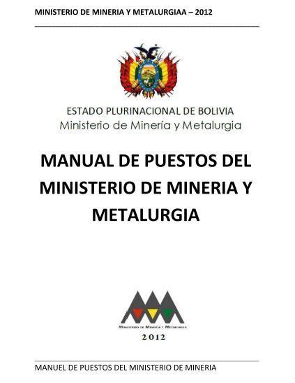 Manual De Puestos Ministerio De Mineria Y Metalurgia