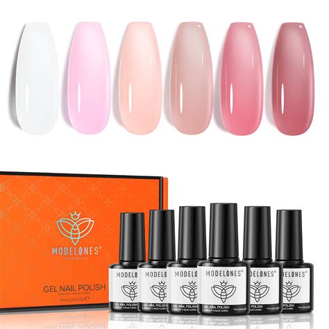 Amazon Modelones Gel Nail Polish Set Colors Jelly Gel Polish White Nude Pink Gel
