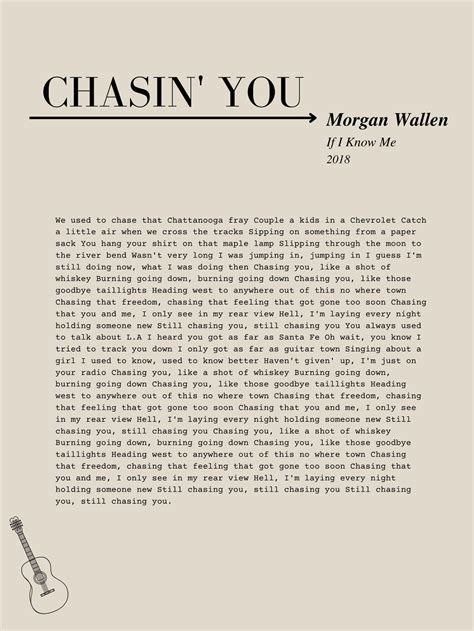 Chasin' You Lyric Poster - Etsy