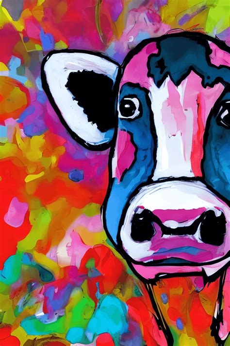 Cute Cow Abstract Painting · Creative Fabrica