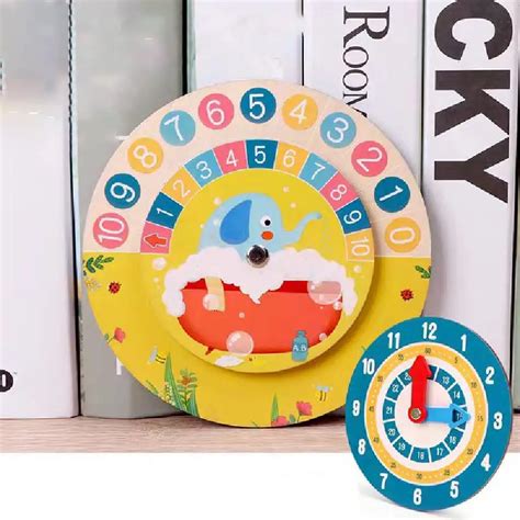 Reloj Montessori de madera para niños modelo cognitivo de doble cara