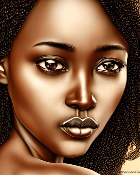 Amazing Hyperdetailed Melanin Dark Skinned Woman With Realistic