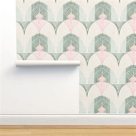 Art Deco Commercial Grade Wallpaper Neutral Boho Deco By Etsy