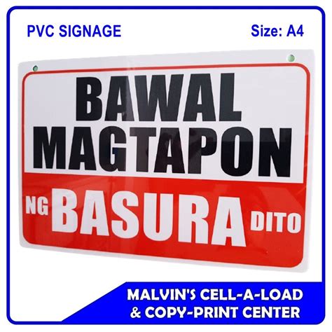 PVC SIGNAGE BAWAL MAGTAPON NG BASURA DITO Shopee Philippines