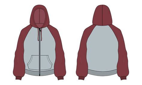 Two Tone Color Long Sleeve Hoodie With Zipper And Pocket Technical