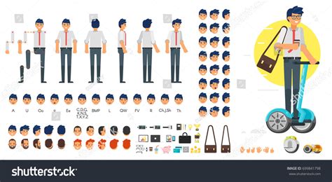 Vector Flat Style Businessman Character Creation Stock Vector Royalty