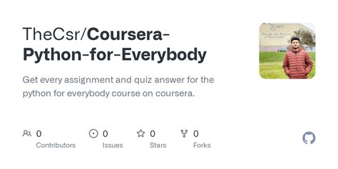 GitHub TheCsr Coursera Python For Everybody Get Every Assignment And