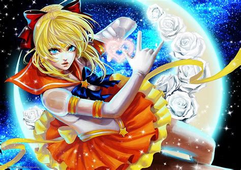 Sailor Venus Minako Dress Minako Aino Space Yellow Fantasy Anime Love Hd Wallpaper Peakpx