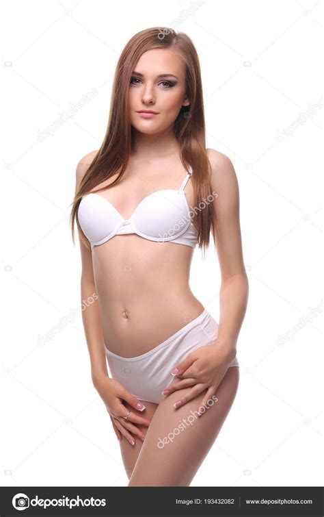 Sexy Woman In White Lingerie Gorgeous Figure Stock Photo By Zhagunov