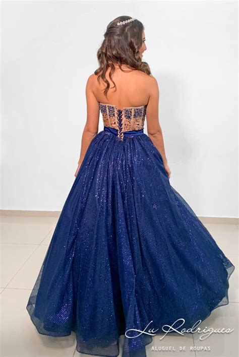 170 2 Vestido Debutante Azul Marinho Brilho Lu Rodrigues