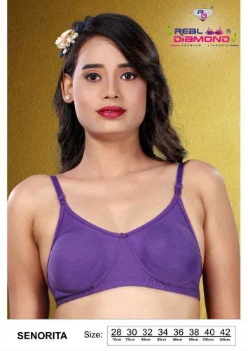 Non Padded Cotton Blend Senorita Purple Mold B Cup Bra Plain At Rs 97