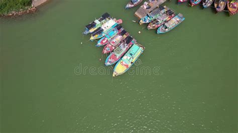 Aerial View of Traditional Colorful Fishermen Boats Mooring in the ...