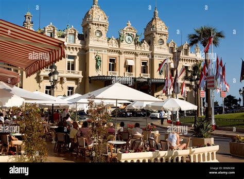 Fürstentum Monaco Monte Carlo Terrasse Des Cafe De Paris Vor Dem