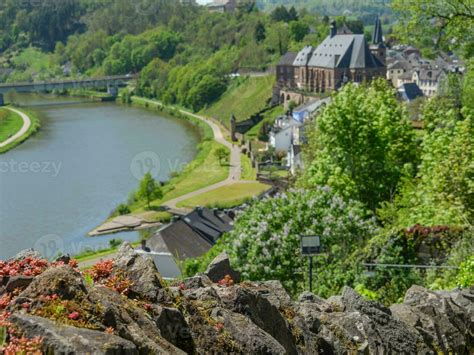 The Small City Of Saarburg At The Saar River In Germany Stock